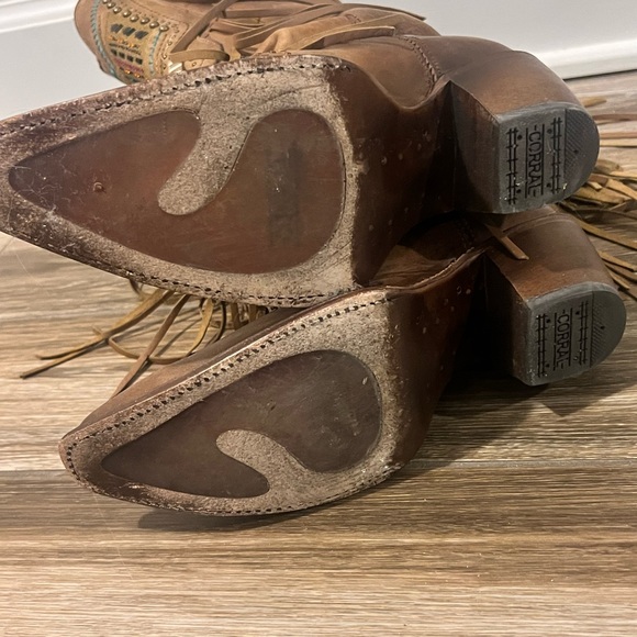 Light Brown/Tan Fringe Cowboy Boots -embroidered and with crystals - Picture 4 of 4